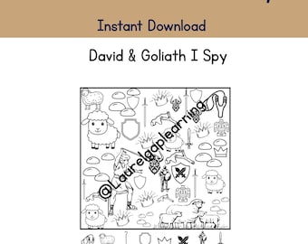 Bible Games - Bible I Spy - Sunday School I Spy - Printable I Spy Game - Bible Stories I Spy - David and Goliath - Toddler I spy - I spy