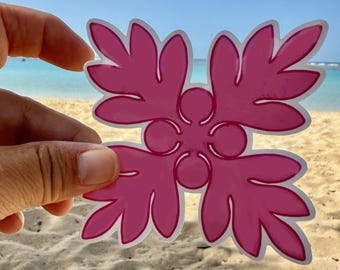 Ulu Quilt Sticker, Breadfruit Sticker, Pink Ulu Quilt Sticker, Hawaiian Quilt Sticker, Hawaiian Sticker, Plant Lover Sticker