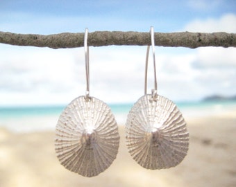 Opihi Earrings (Sterling Silver) , Hawaiian Shell Earrings, Limpet Earrings, Beach Wedding Jewelry