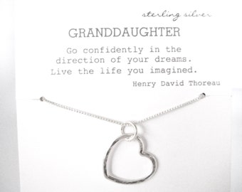 Open Heart Sterling Silver, Granddaughter Gift, Gift for Granddaughter, Granddaughter Necklace Granddaughter Graduation Gift