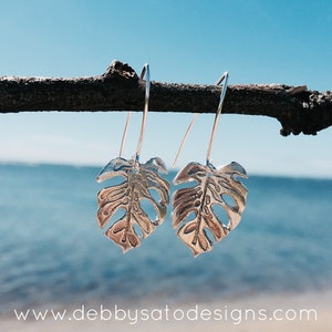 Monstera Earrings Medium, Leaf Earrings, Tropical Earrings, Plant Earrings, Plant Lover Gift