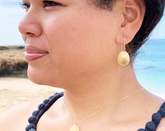 Opihi Earrings (14k Gold over Sterling Silver), Hawaiian Shell Earrings, Limpet Earrings, Beach Wedding Jewelry, Shell Collector Gift