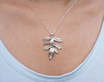 Large Lau'ae Necklace (Sterling Silver), Hawaiian Fern Necklace, Leaf Necklace, Tropical Jewelry, Botanical Gift, Wedding Jewelry