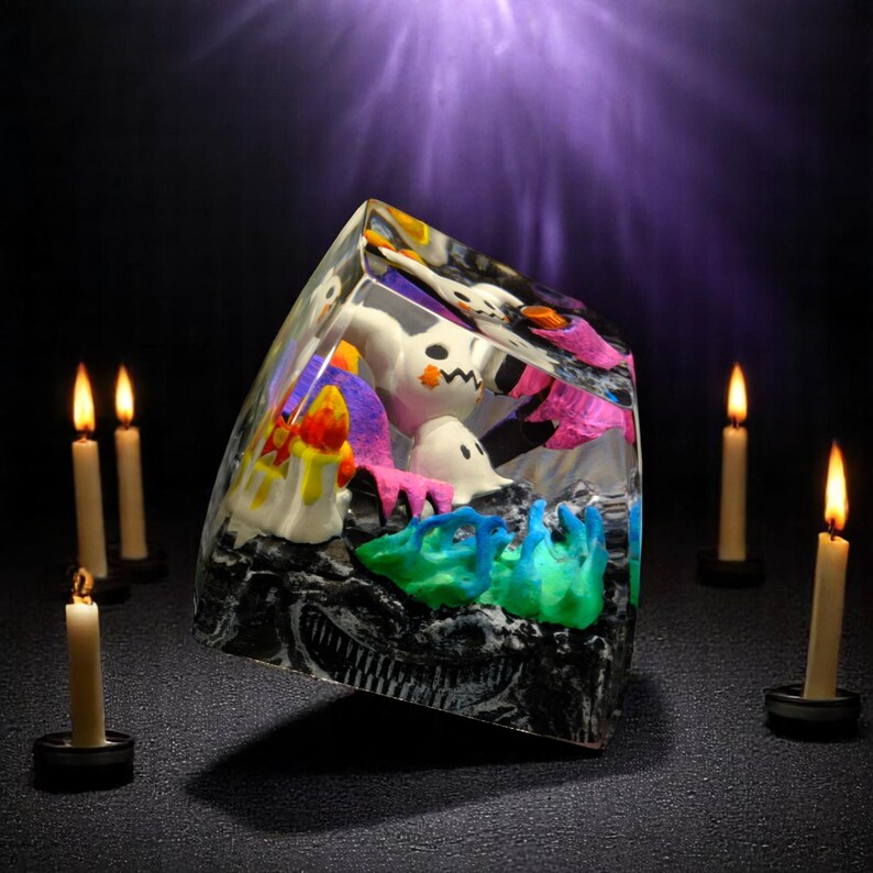 Ghost Flame Resin Keycap Handmade Artisan Keycap for Mechanical ...