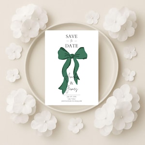Minimalistic BOW invite Save The Date - Editable bow color