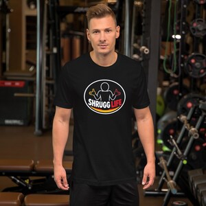 Shrugg Life Logo Tee, Black Unisex T-Shirt, Funny Shrug Shirt, Chill Vibes Graphic Tee, Whatever Happens Shrugg It Off image 2