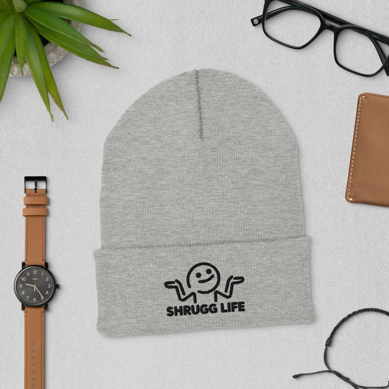 Shrugg Life Original Shrug Embroidered Cuffed Beanie
