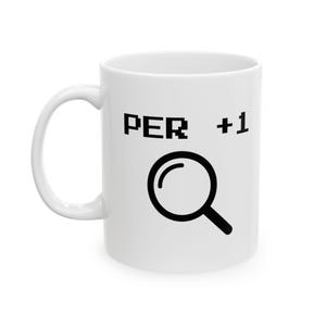 Gamer&#39;s Ceramic Mug, Level Up RPG Attributes, Video Game Coffee Cup, Gaming Gift, Gamer Gift, Role-Playing Game Mug, Geeky Mug, Nerd Gift,