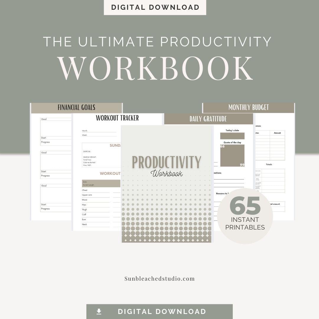 Digital Productivity Workbook | Printable Planner PDF | Goal Setting ...