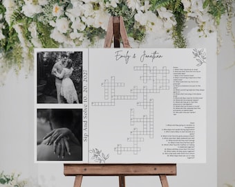 Kruiswoordpuzzel bruiloft bruiloft gast Spelletjes nippen en oplossen voor bruiloft tafelspellen douche bruids gepersonaliseerde puzzel digitale woordpuzzel