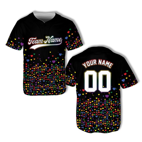 Custom LGBTQ Pride Month Baseball Jersey Personalized LGBTQ Lesbian Gay Transgender Baseball Game Day Matching Outfit For LGBT Community