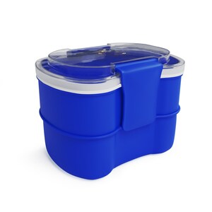 Bonita lonchera bento de dos niveles para niños, contenedor para preparar comidas, lonchera azul con cuchara, perfecta para la escuela y viajes, ecológica.