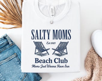 Salty Mom PNG: Retro Beach Club Shirt Design (Digital Download)