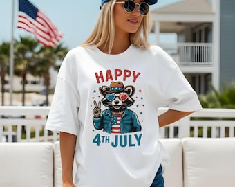 Funny 4th July Raccoon PNG: Patriotic America Digital Download