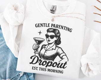Mamá divertida con humor PNG: Abandono de la crianza con cariño, diseño retro de sublimación (descarga digital)