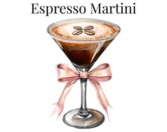 Espresso Martini Watercolor Clipart: Trendy Cocktail Art (Digital Download)