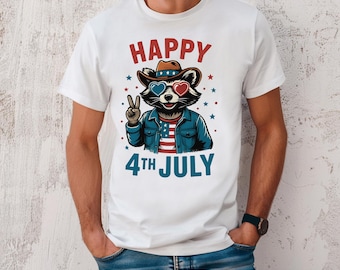 Funny 4th of July Raccoon PNG: Patriotic Shirt Design (Digital Download, 4000x6000px, 300DPI)
