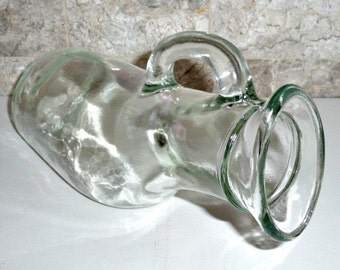 Female Urinal, Very RARE! Thick and Clear Glass with Handle and Measurements, 1930s WWII Collectible!