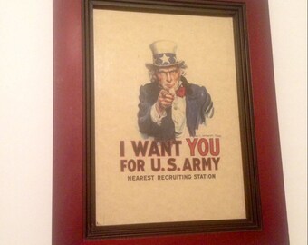 UNCLE SAM U.S. Army Recruiting Poster, Replica, in Beautiful Rich Stepped Frame