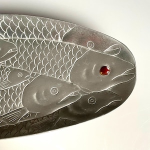 Salmon Run Platter! Gorgeous Vintage Arthur Court Serving Platter with Carnelian Eye! Luscious Design! image 1