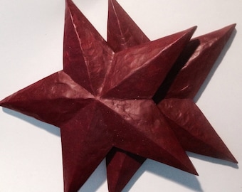 BIG FAT STARS! 10-1/2" Wide, Deep Crimson -- Two Gorgeous Accents!