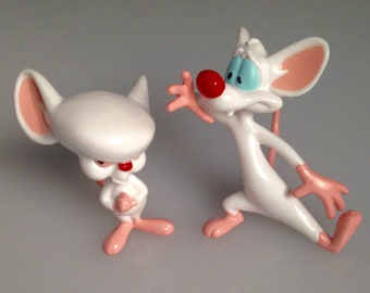 PINKY & the BRAIN! Your Lovable Lab Rats Who Every Night Plot Outrageous Schemes to “Take Over the World!”!  RARE Mini-Figurines!