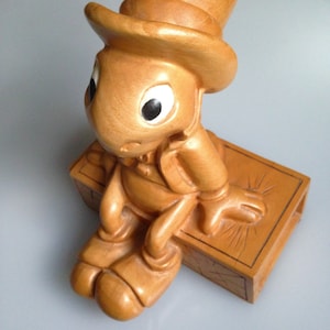 JIMINY Cricket on His Matchbox, Hand Carved Solid Wood, Large 8-1/2&quot; Figure -- Very Rare, Limited Edition, So Handsome!