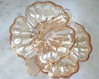 1920s IRIDESCENT Gold Candy or Nut Dishes, Depression Glass, Set of Two, Unique!