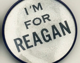 Reagan Campaign Pin! Unusual Vintage “Vari-Vue” Lenticular Political Pin “I’M for REAGAN”!  Rare Collectible!