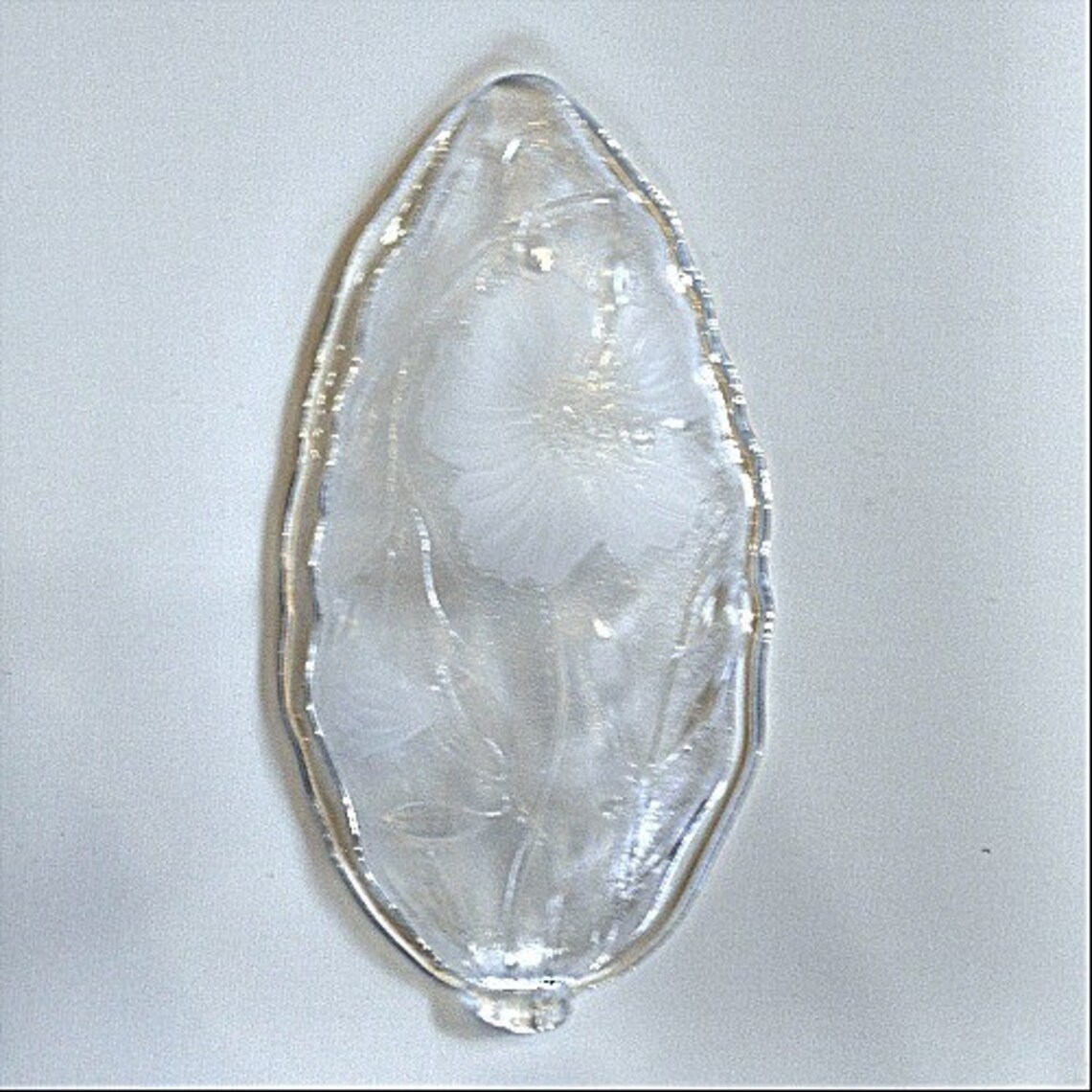 Relish Dish 'cosmos' Leaf Shaped Beautiful Clear Etsy