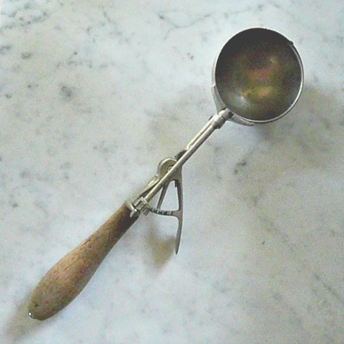 Antique Ice Cream Scoop Metal with Wood Handle Etsy