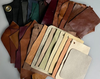 Leather Scraps! In Many Varied Colors and Types — For Artists’ Collages, Jewelry, Artwork, Crafts, or Scout Projects!