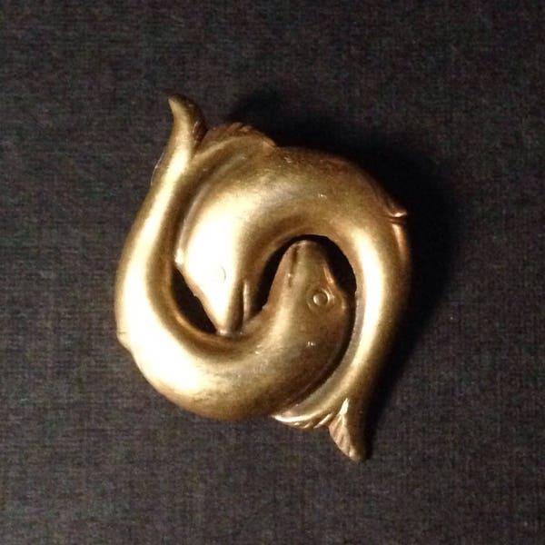 MMA Dolphins in a Yin Yang Style Pin! Hallmarked Replica with beautiful Details! SWEET! Pisces!