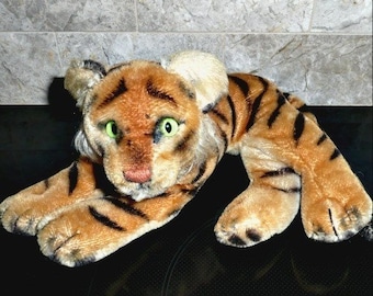 GENUINE 9” Steiff Tiger, 1950s, Very Good Vintage Condition, Handsome Collectible!