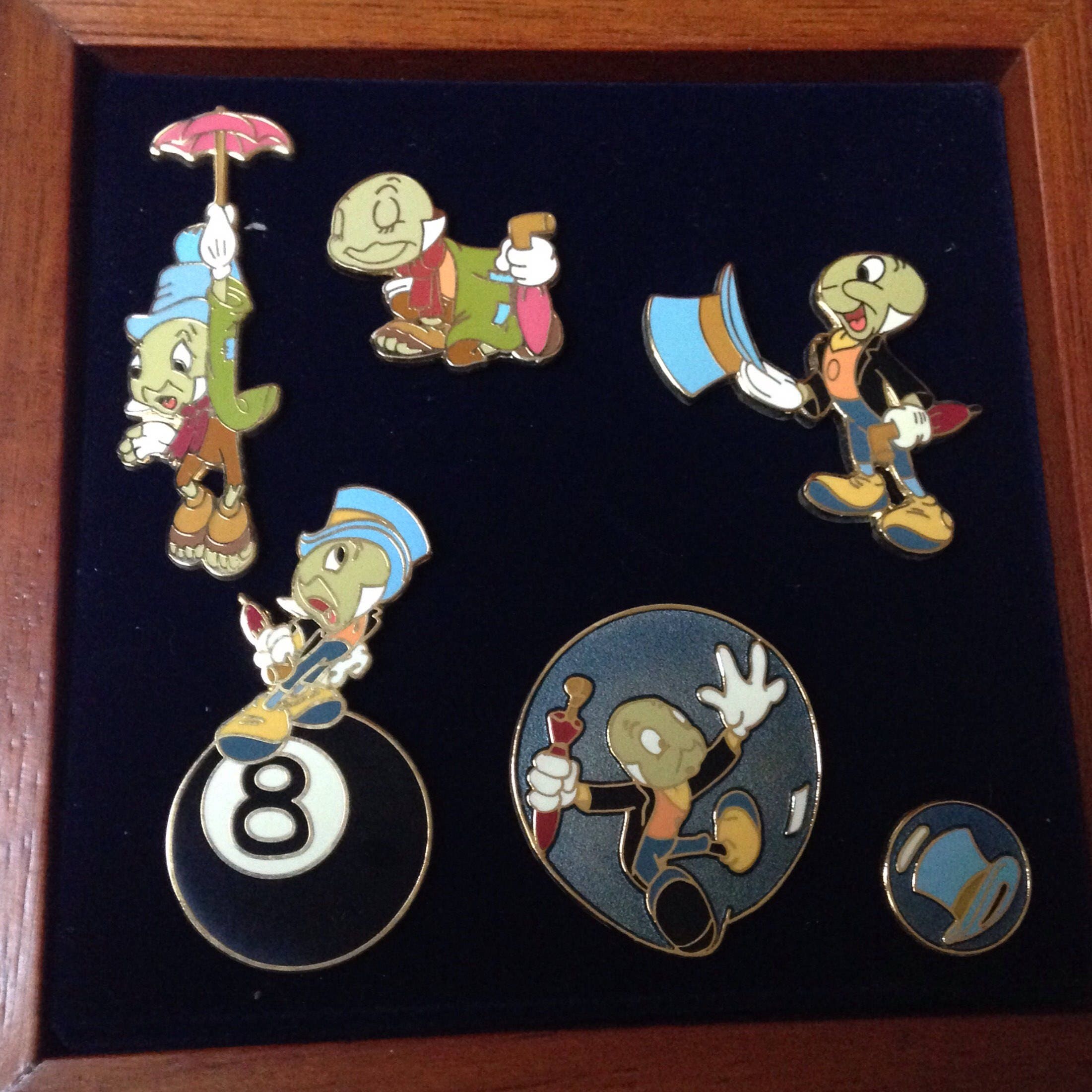 Jiminy Cricket Pins by Disney -- Six Pins in a Beautiful