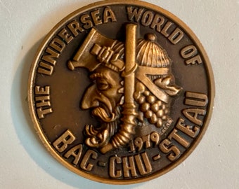 Jacque Cousteau as “Bac-Chu-Steau”! Fabulous 1968 Bacchus Commemorative Coin from Mardi Gras!