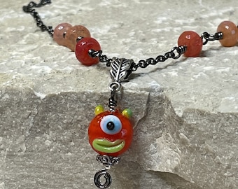 Creature Necklace - Orange with Agate