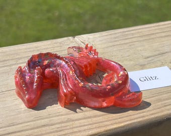 Glitz ~ Sparkly Pink Resin Dragon