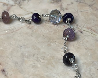 Rarity - Purple and Violet Agate and Crystal Necklace
