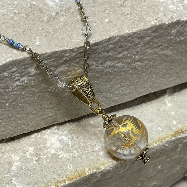 Mixed Media - Dragon, Crystal, Resistor Necklace - Geek Jewelry