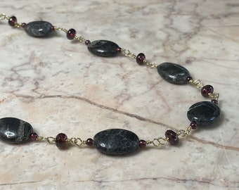 Black Agate and Garnet Necklace