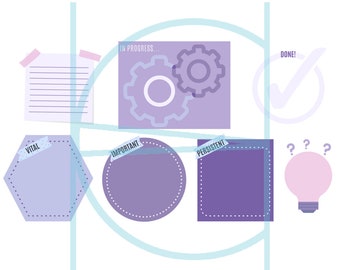 Digital Download V.I.P. System PC Desktop Organizer in Purple .PNG Image File Horizontal Layout 1920px by 1080px