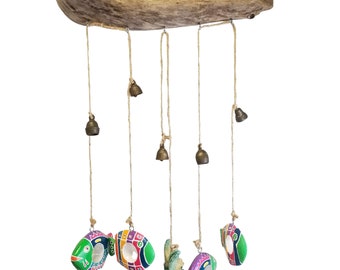 Tropical Beachy Junk Chimes Hand Made Condo Decor Real Bells