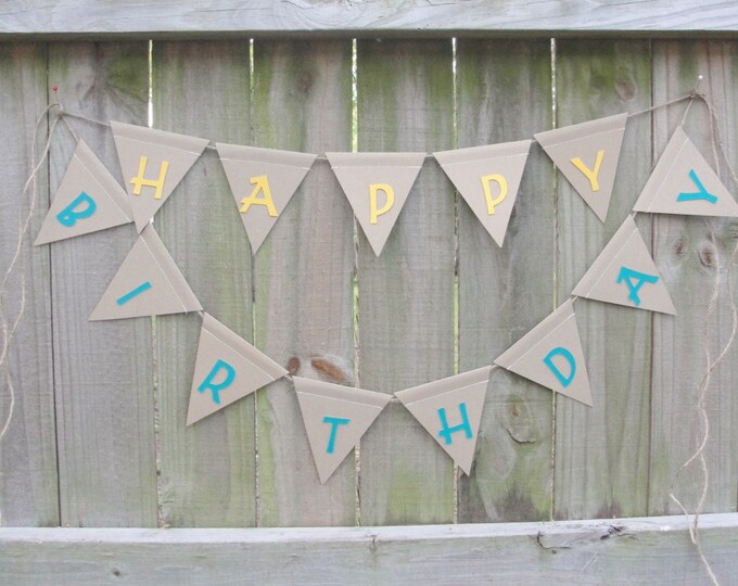 Handmade HAPPY BIRTHDAY Kraft Paper Pennant Bunting Banner Etsy