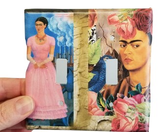 Frida Inspired Double Light Switch Plate Cover Paper Decoupage