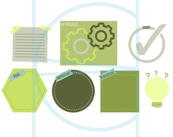 Digital Download V.I.P. System PC Desktop Organizer in Green .PNG Image File Horizontal Layout 1920px by 1080px