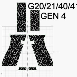 May include: Black and white patterned grip panels for a G20/21/40/41 Gen 4 pistol.