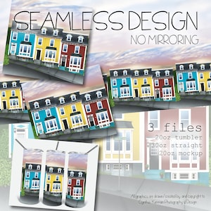 SUBLIMATION TUMBLER DESIGN - Newfoundland three houses B