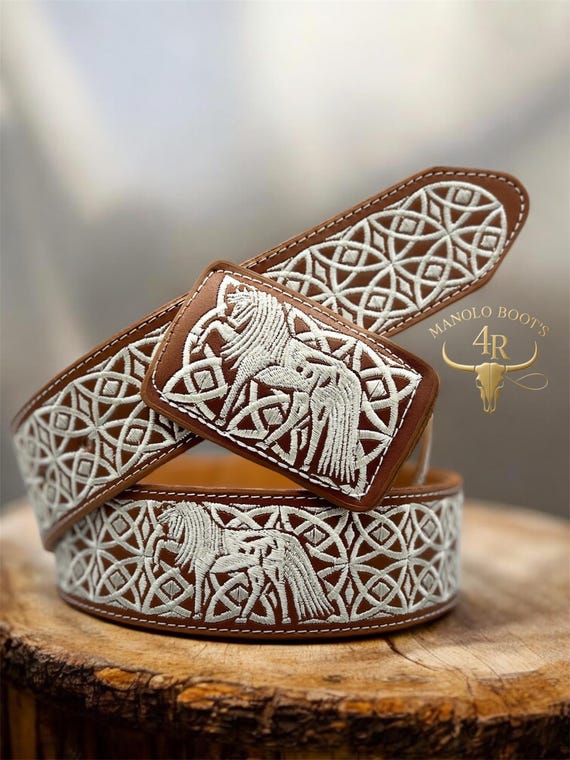 Elegant Tan Leather Belt with Intricate Buckle Women main image 4