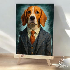 Custom Dog Portrait in Suit | Personalized Pet Painting | Funny Pet Gift | Digital Beagle Art | Pet Wall Decor